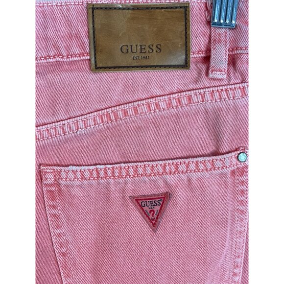 Guess Womens Pink Denim Shorts Size 25 Frayed Hem Unique Dye Wash - Picture 6 of 16